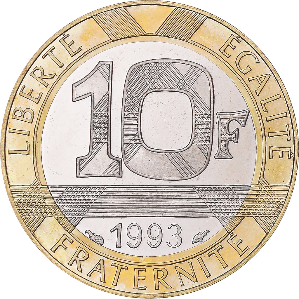 Munten, Frankrijk, Génie, 10 Francs, 1993, Paris, FDC.BE, FDC, Aluminum-Bronze