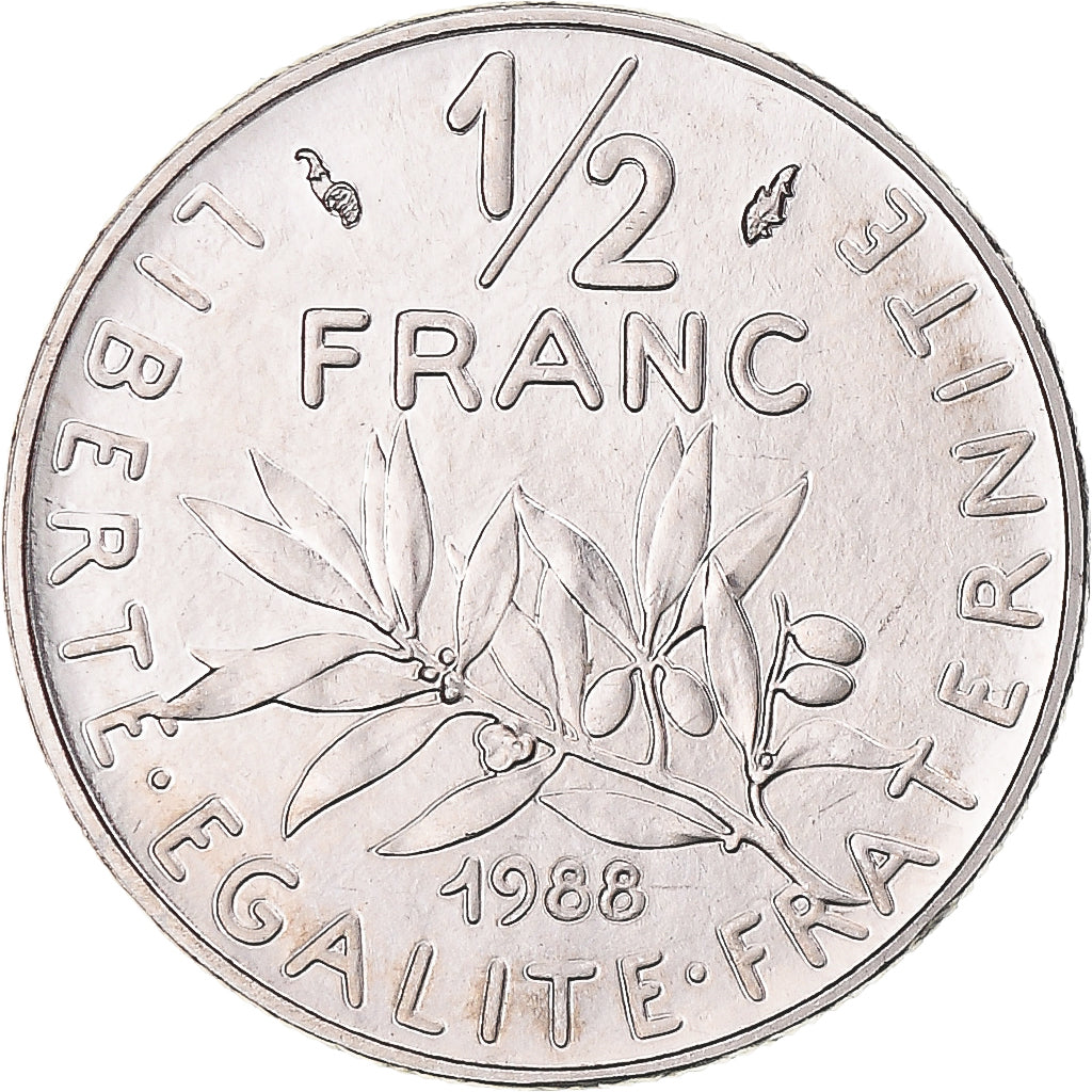 Munten, Frankrijk, Semeuse, 1/2 Franc, 1988, Paris, FDC, Nickel, KM:931.1