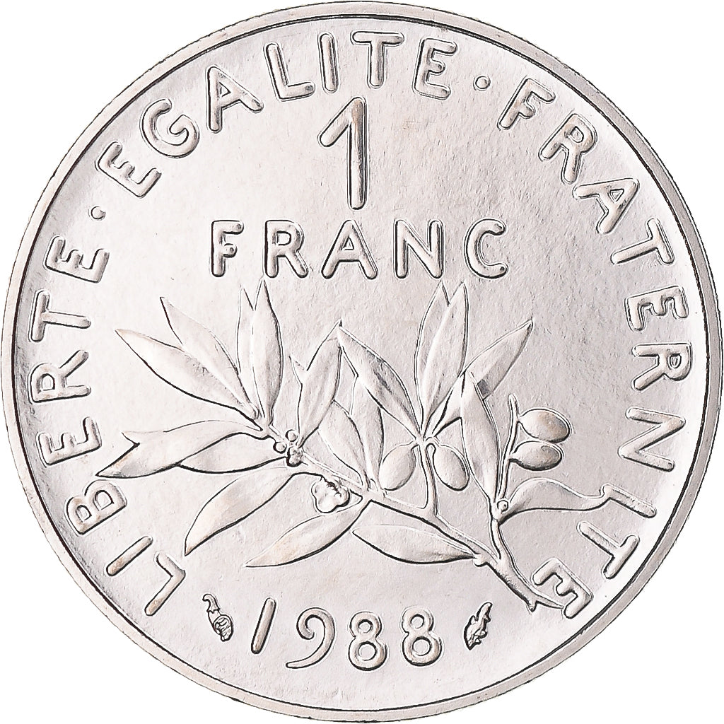 Moneta, Francja, Semeuse, Franc, 1988, Paris, MS(65-70), Nikiel, KM:925.1