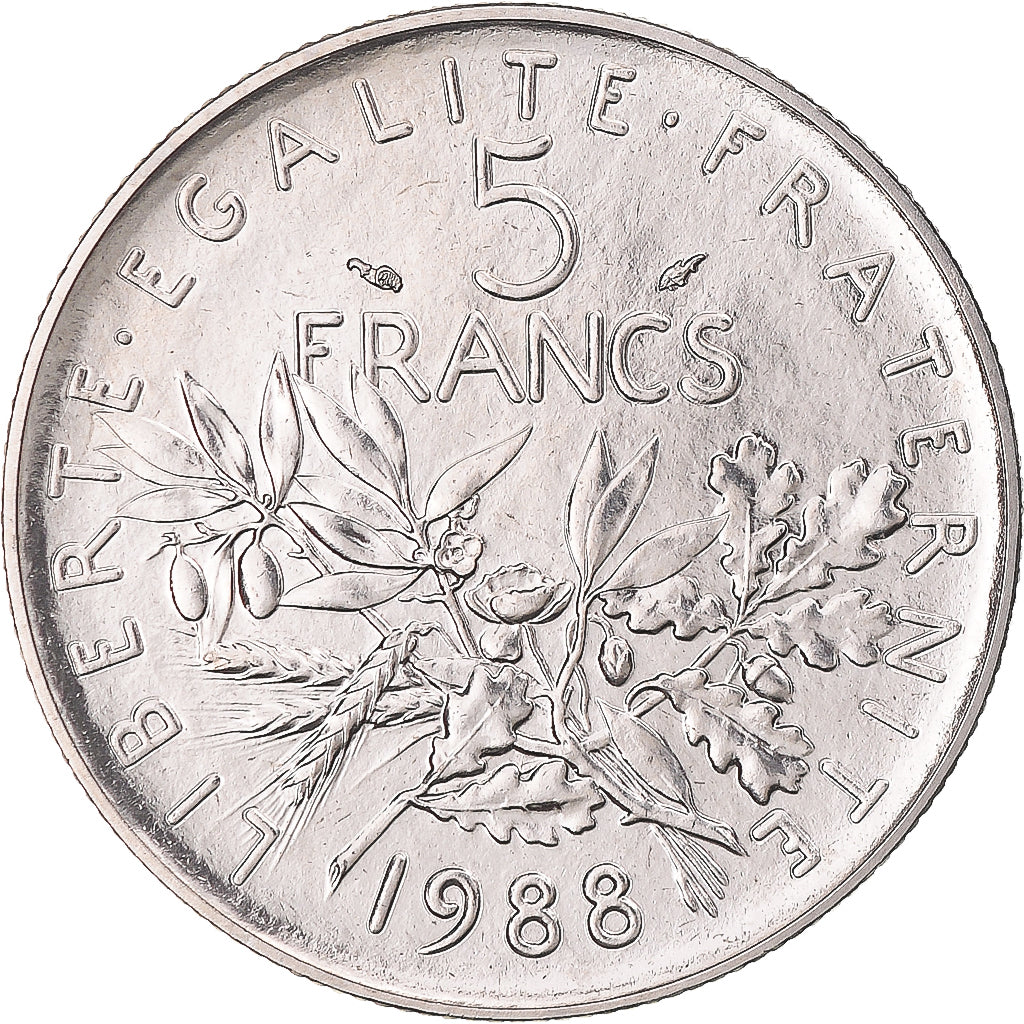 Coin, France, Semeuse, 5 Francs, 1988, Paris, MS(65-70), Nickel Clad