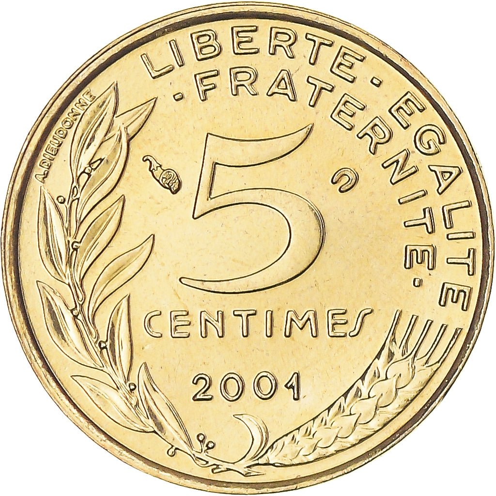 Moneta, Francia, Marianne, 5 Centimes, 2001, Paris, BU, FDC, Alluminio-bronzo