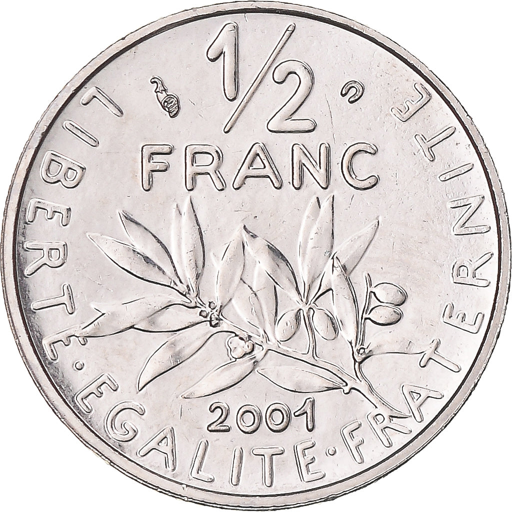 Coin, France, Semeuse, 1/2 Franc, 2001, Paris, BU, MS(65-70), Nickel, KM:931.1