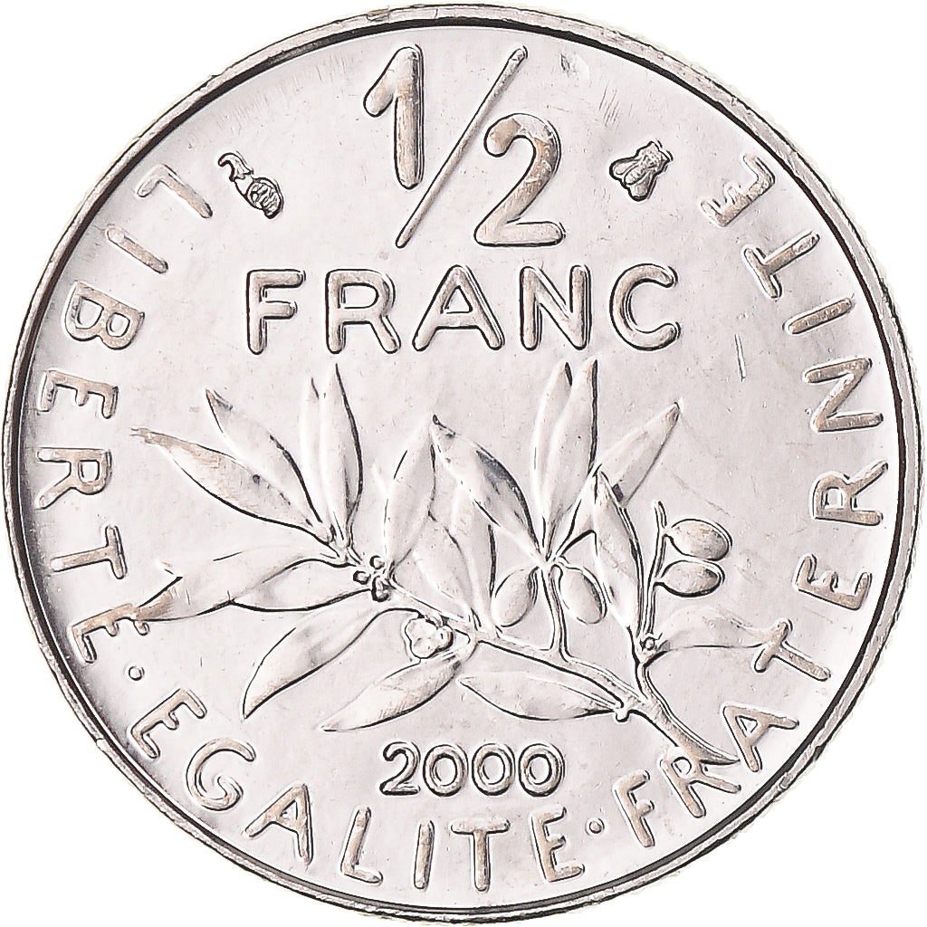 Munten, Frankrijk, Semeuse, 1/2 Franc, 2000, Paris, BU, FDC, Nickel, KM:931.1