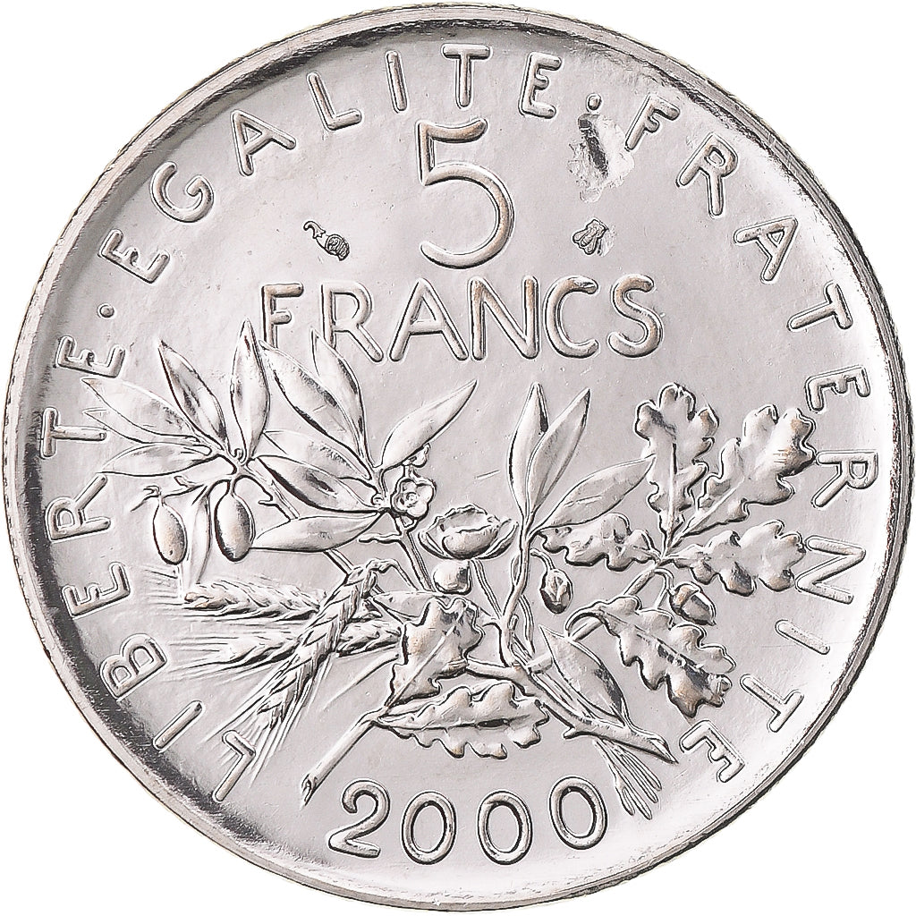 Coin, France, Semeuse, 5 Francs, 2000, Paris, BU, MS(65-70), Nickel Clad