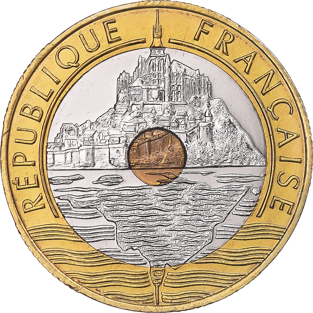 Moeda, França, Mont Saint Michel, 20 Francs, 2000, Paris, BU, MS(65-70)