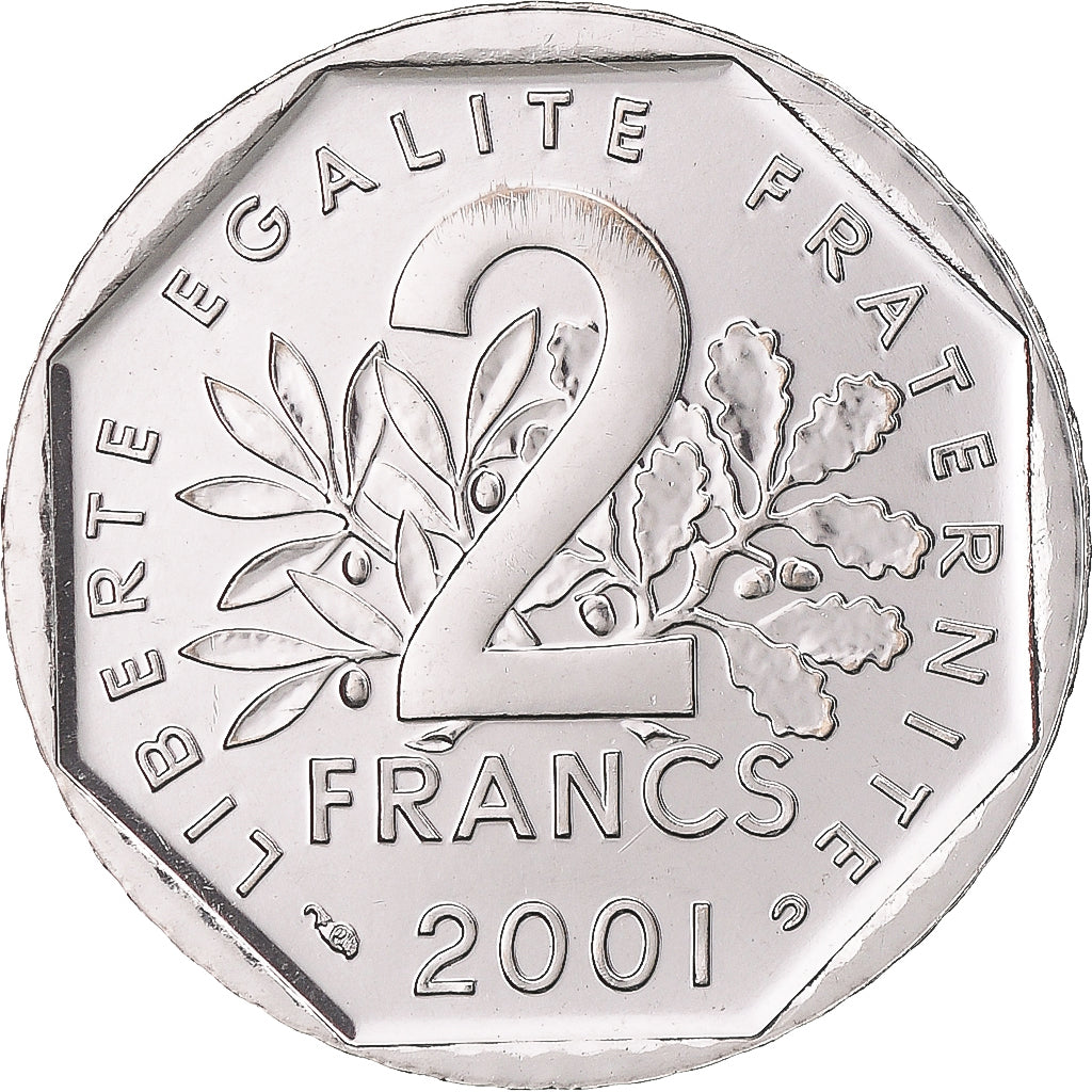 Munten, Frankrijk, Semeuse, 2 Francs, 2001, Paris, BU, FDC, Nickel, KM:942.2