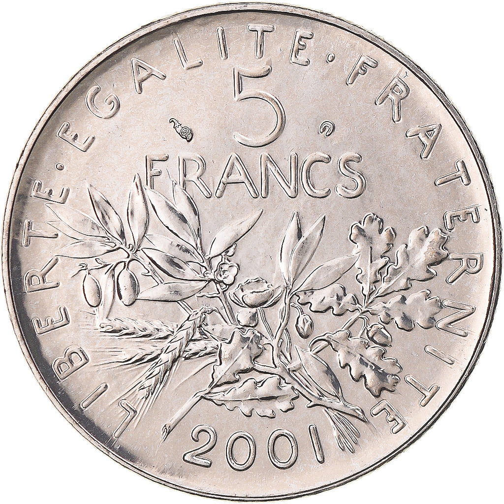 Coin, France, Semeuse, 5 Francs, 2001, Paris, BU, MS(65-70), Nickel Clad