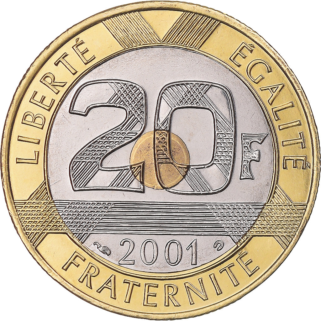 Moeda, França, Mont Saint Michel, 20 Francs, 2001, Paris, BU, MS(65-70)
