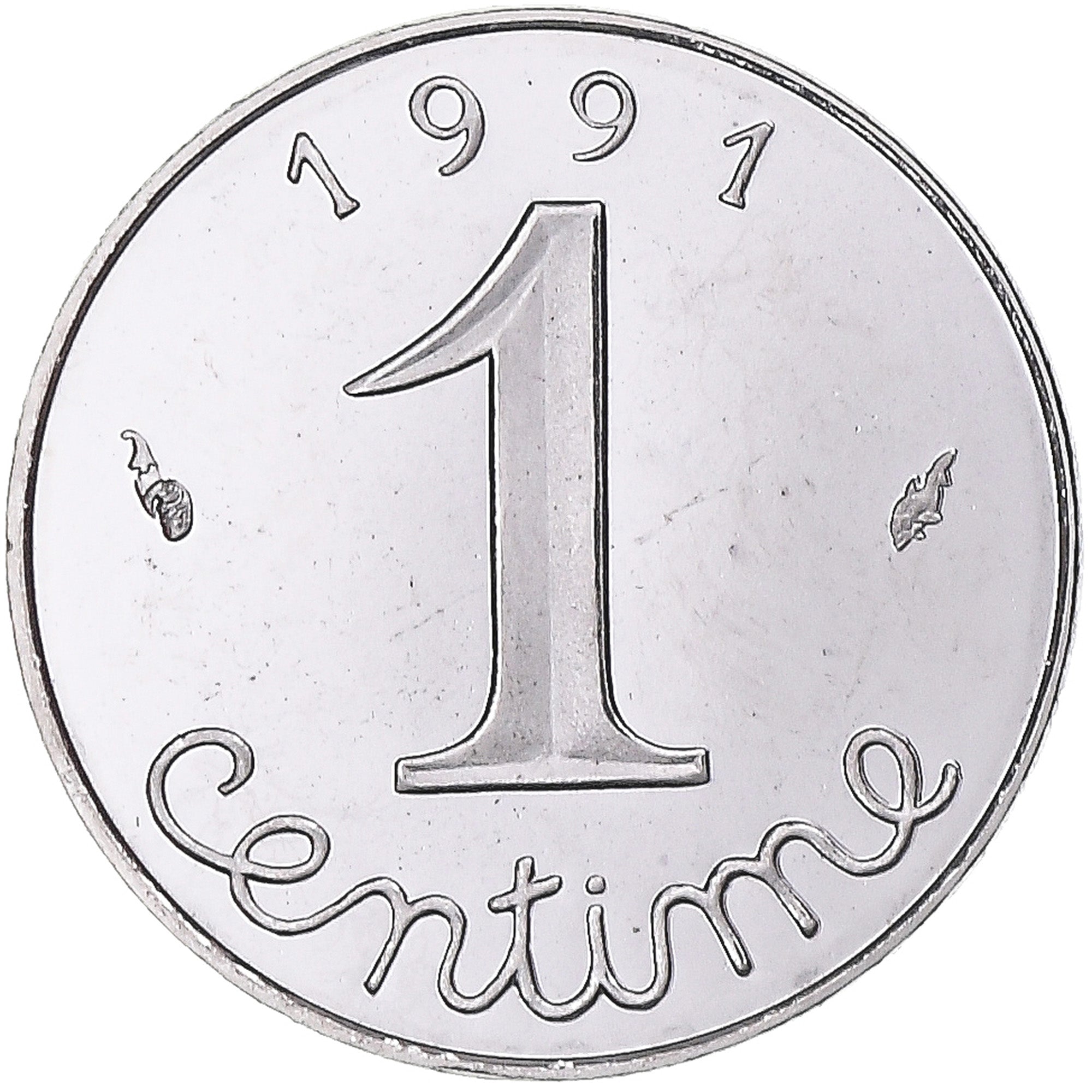 Moneta, Francja, Épi, Centime, 1991, Paris, BE, MS(65-70), Stal nierdzewna