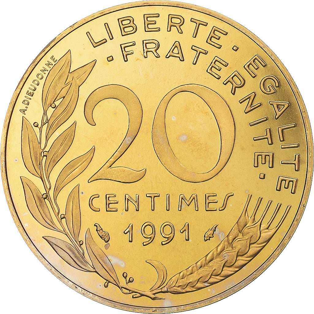 Münze, Frankreich, Marianne, 20 Centimes, 1991, Paris, BE, STGL