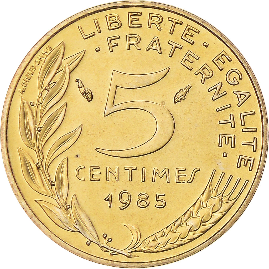 Moneta, Francia, Marianne, 5 Centimes, 1985, Paris, FDC, Alluminio-bronzo