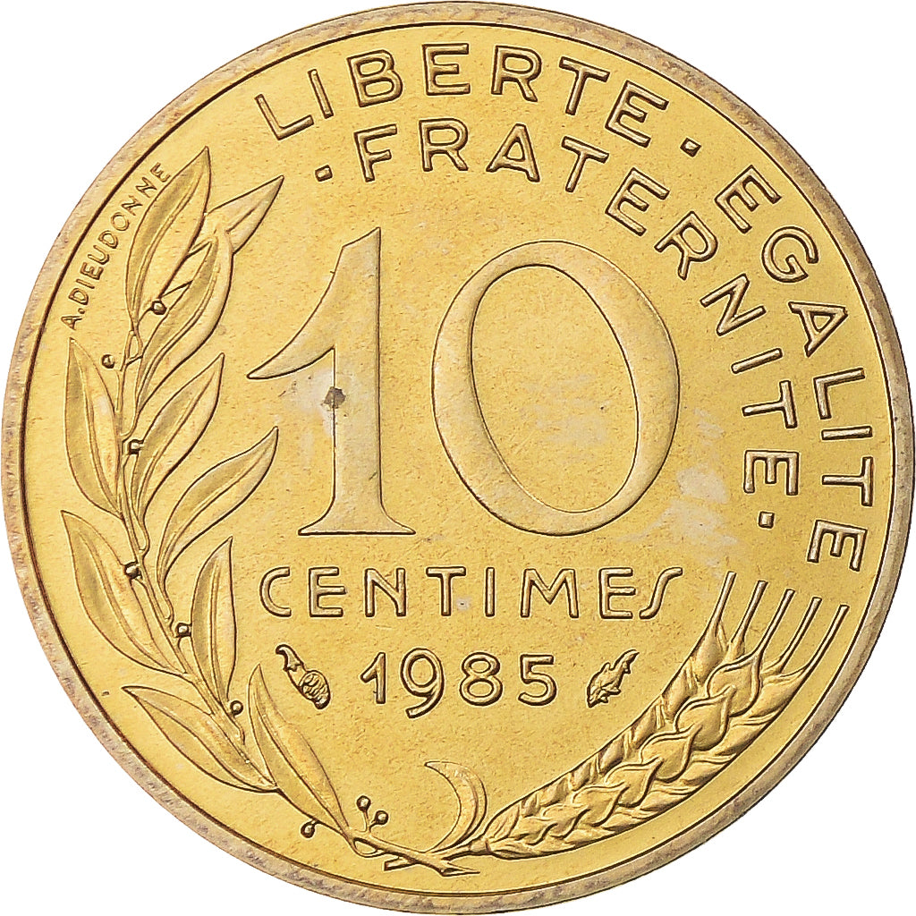 Munten, Frankrijk, Marianne, 10 Centimes, 1985, Paris, FDC, Aluminum-Bronze