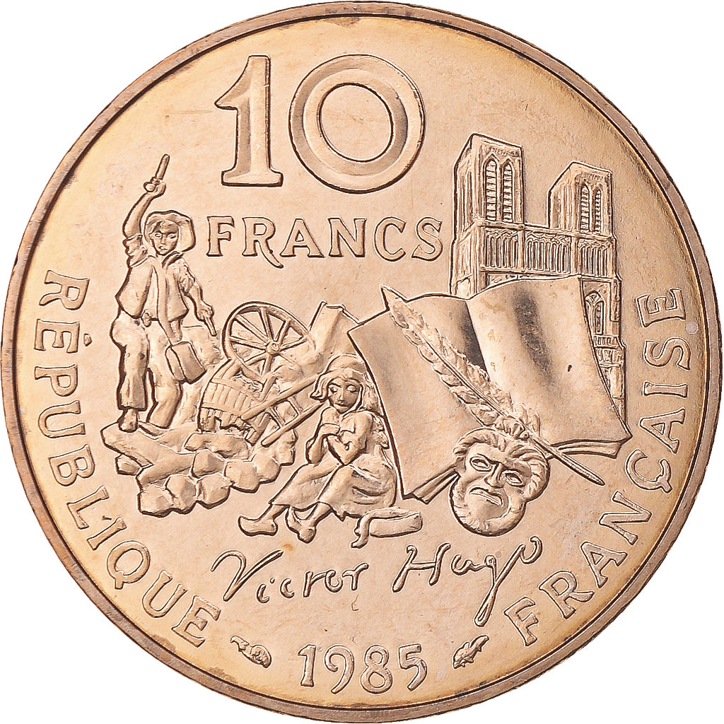 Coin, France, Victor Hugo, 10 Francs, 1985, Paris, Tranche B, MS(65-70)