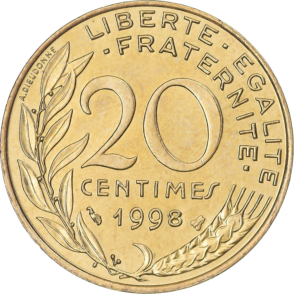 Monnaie, France, Marianne, 20 Centimes, 1998, Paris, BU, FDC, Bronze-Aluminium