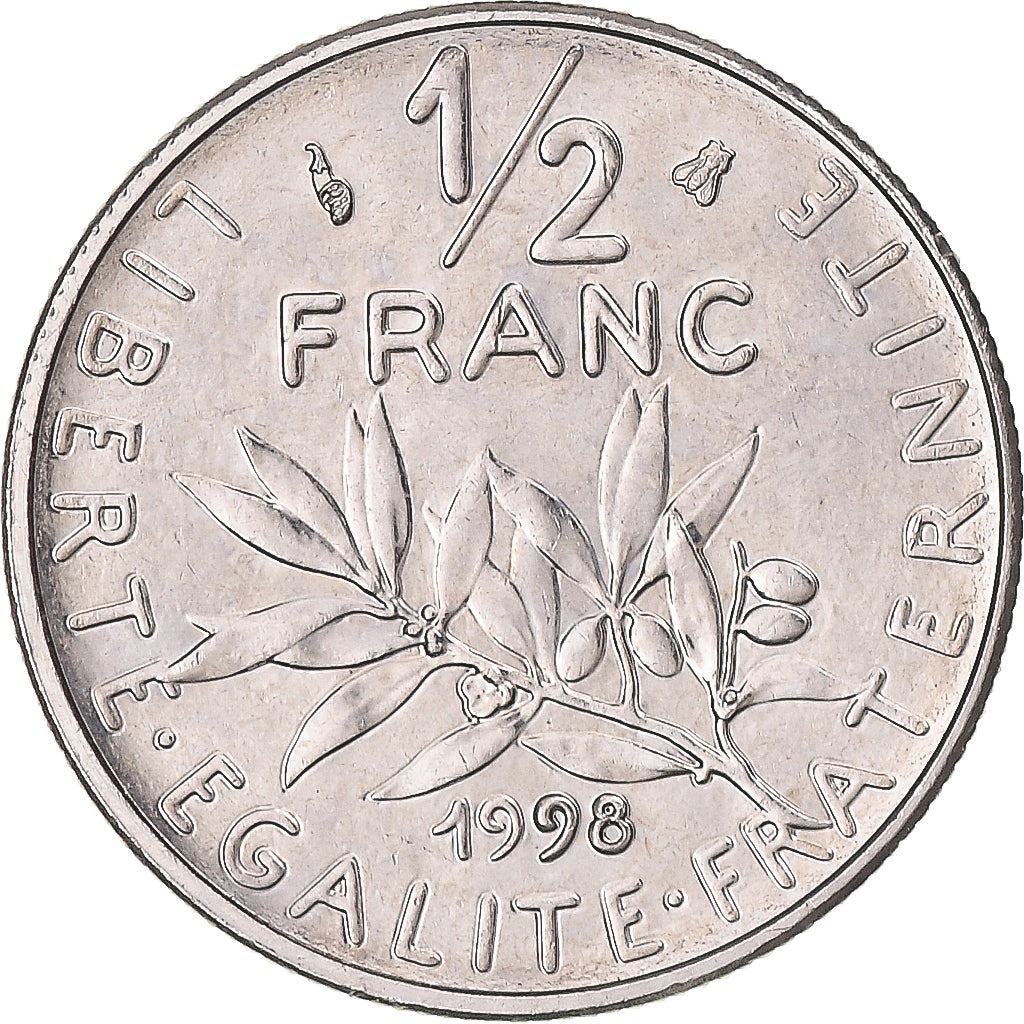 Munten, Frankrijk, Semeuse, 1/2 Franc, 1998, Paris, BU, FDC, Nickel, KM:931.1