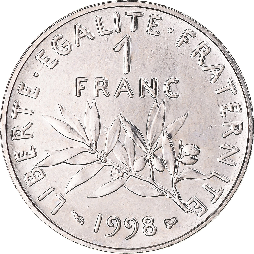 Moneda, Francia, Semeuse, Franc, 1998, Paris, BU, FDC, Níquel, KM:925.1