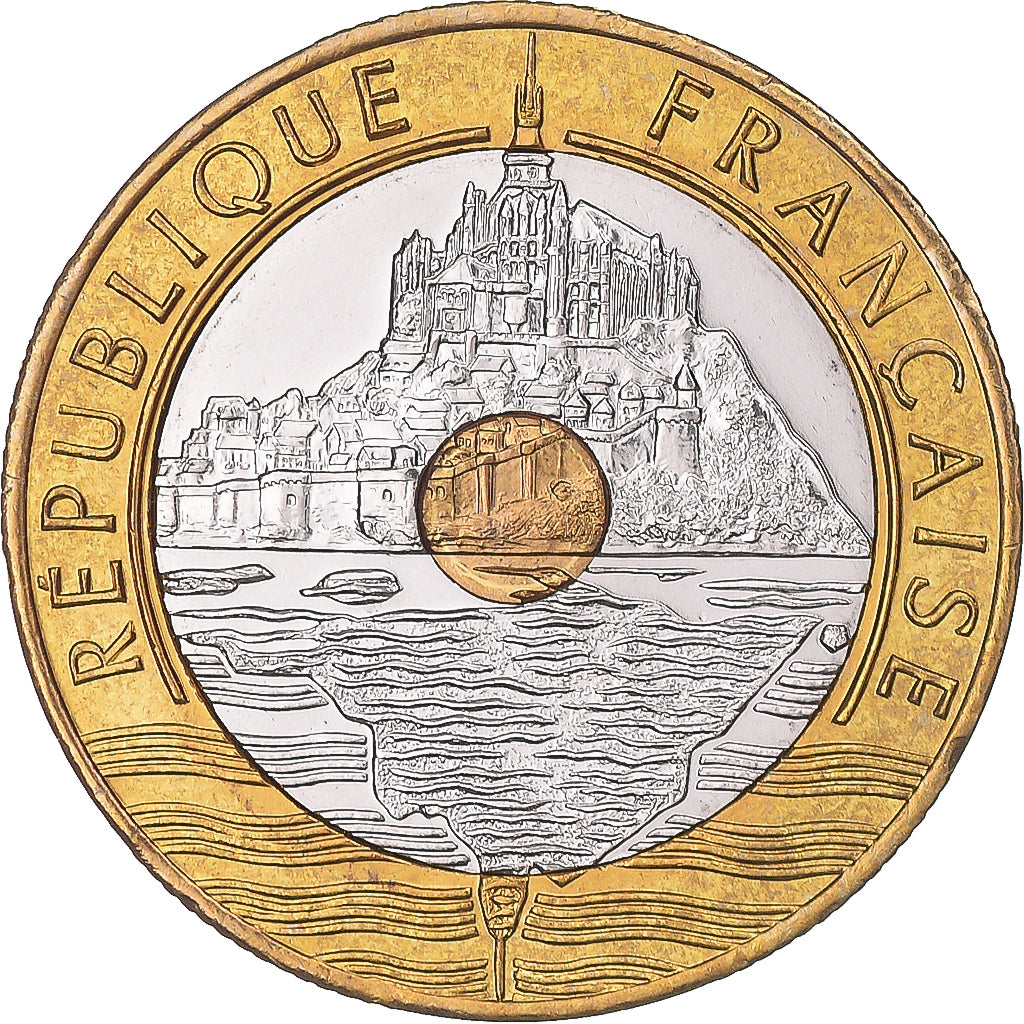 Moeda, França, Mont Saint Michel, 20 Francs, 1998, Paris, BU, MS(65-70)