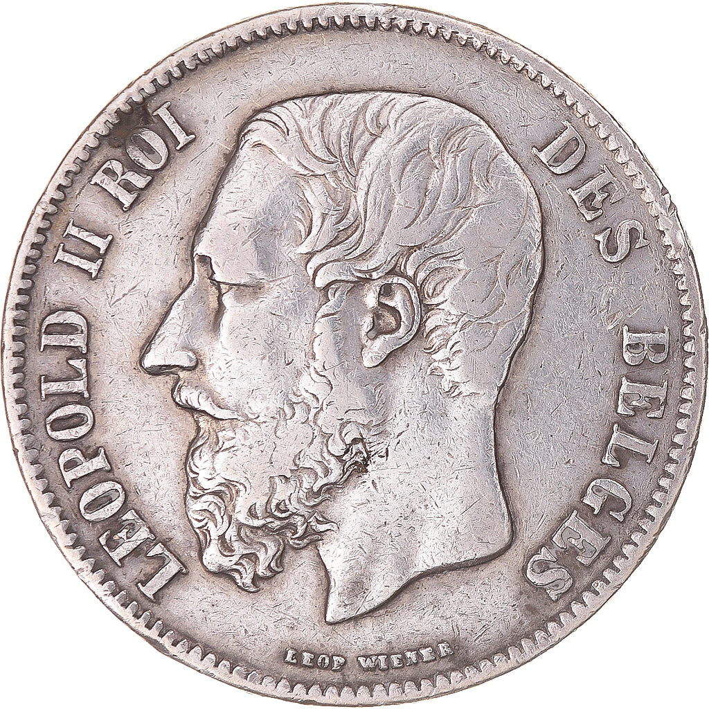 Coin, Belgium, Leopold II, 5 Francs, 5 Frank, 1869, EF(40-45), Silver, KM:24
