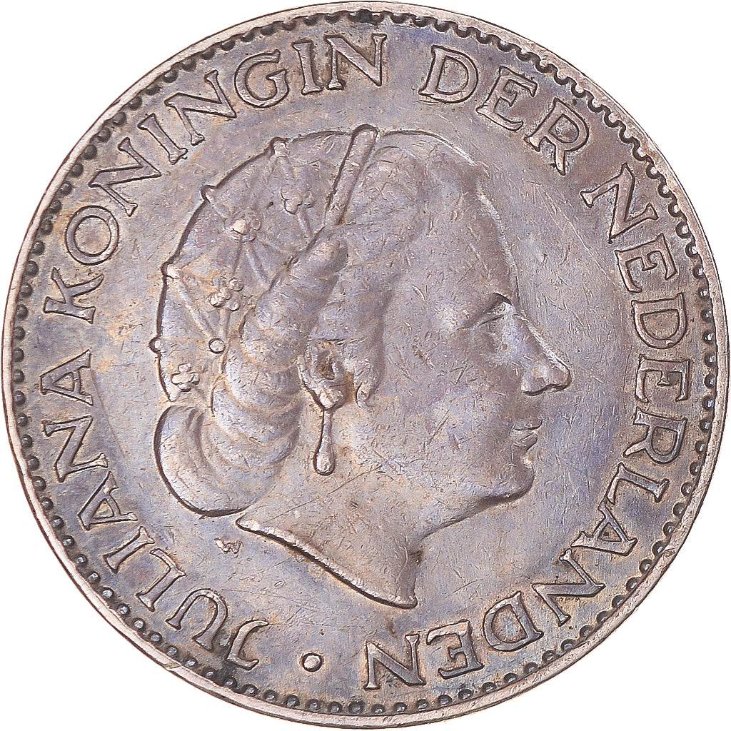 Coin, Netherlands, Juliana, Gulden, 1955, AU(50-53), Silver, KM:184