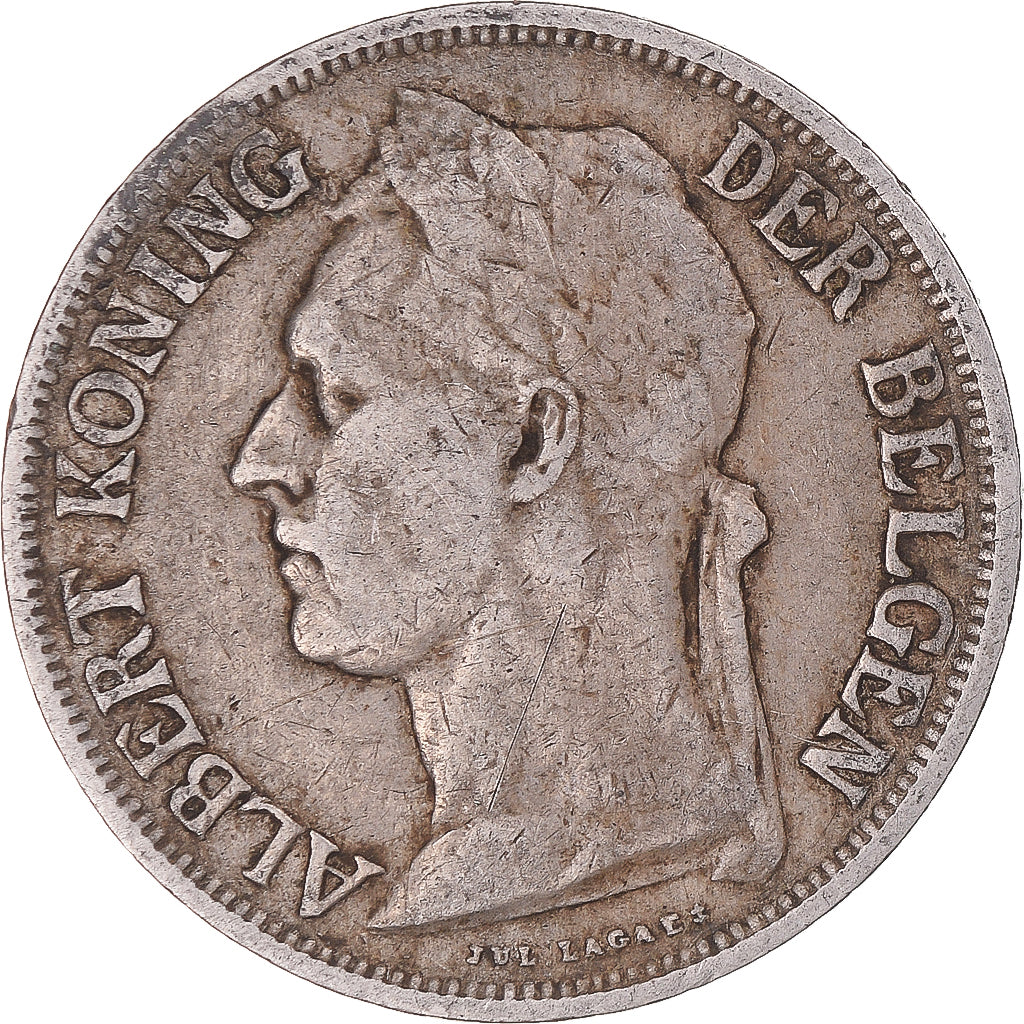 Moeda, Congo Belga, Albert I, Franc, 1926, EF(40-45), Cobre-níquel, KM:21