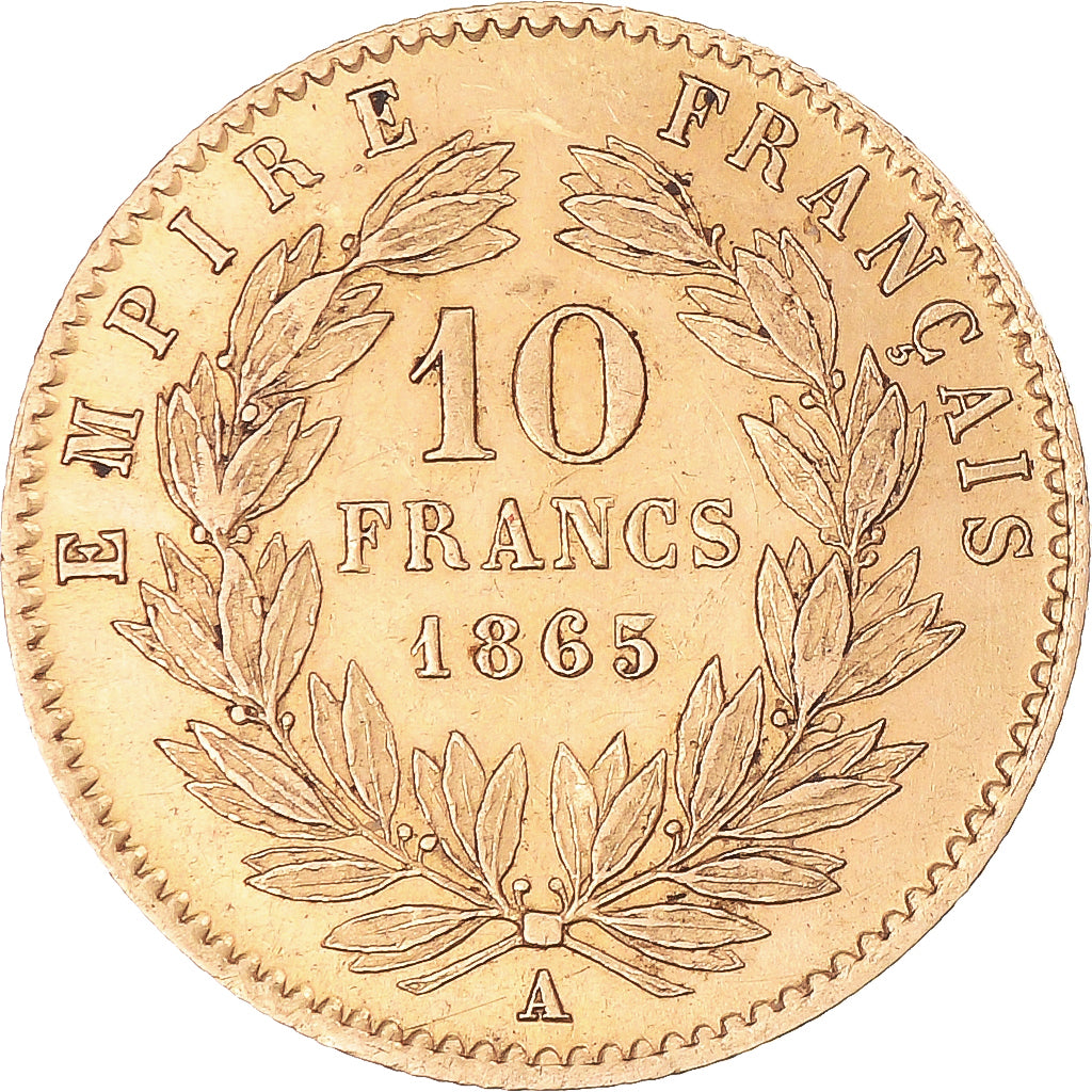 Monnaie, France, Napoleon III, 10 Francs, 1865, Paris, TTB+, Or, Gadoury:1015