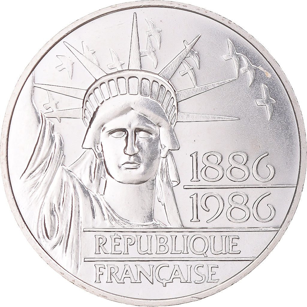Coin, France, Statue de la Liberté, 100 Francs, 1986, MS(65-70), Silver