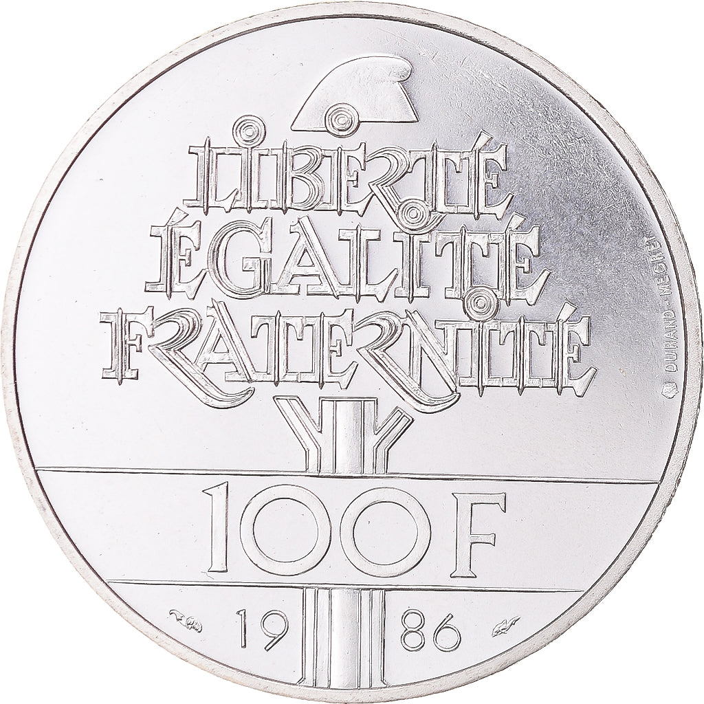 Coin, France, Statue de la Liberté, 100 Francs, 1986, MS(65-70), Silver