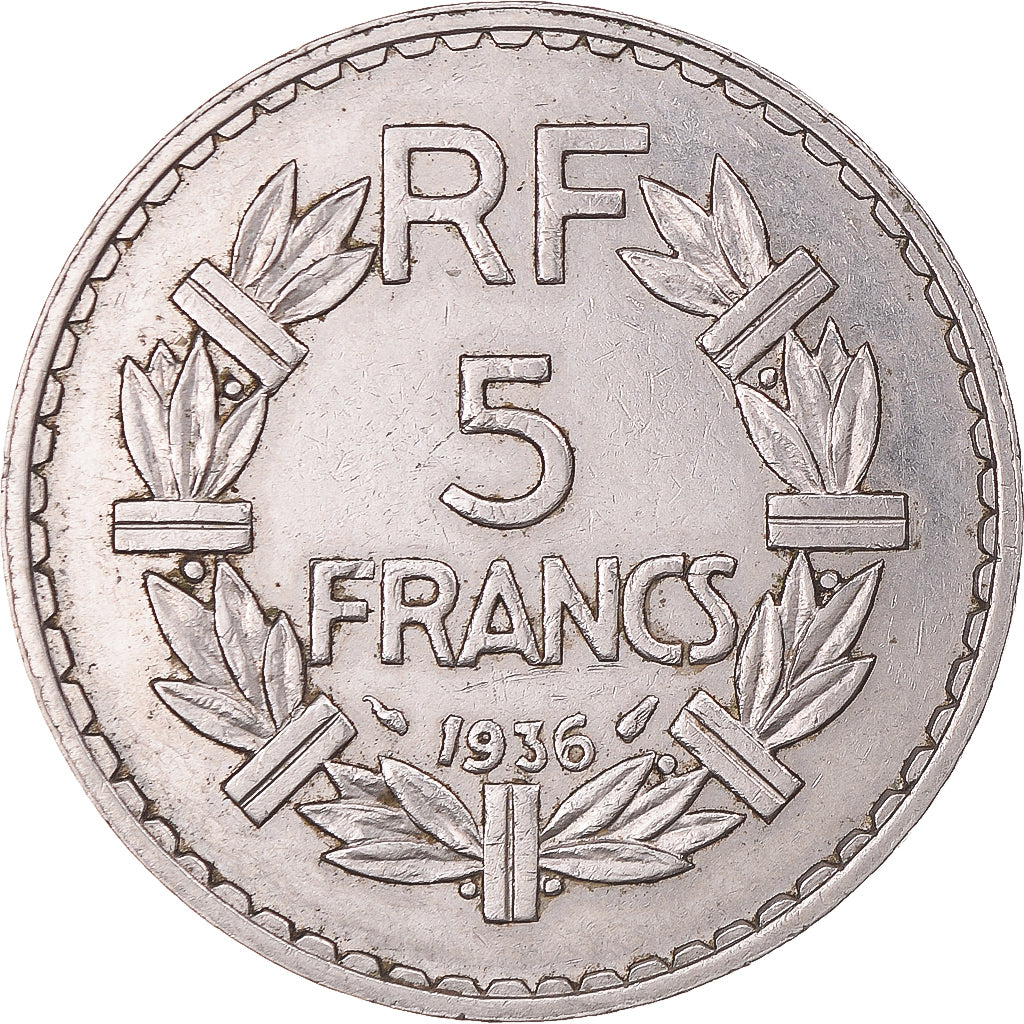 Münze, Frankreich, Lavrillier, 5 Francs, 1936, Paris, Very rare, SS, Nickel