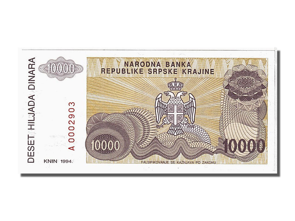 Geldschein, Kroatien, 10,000 Dinara, 1994, UNZ