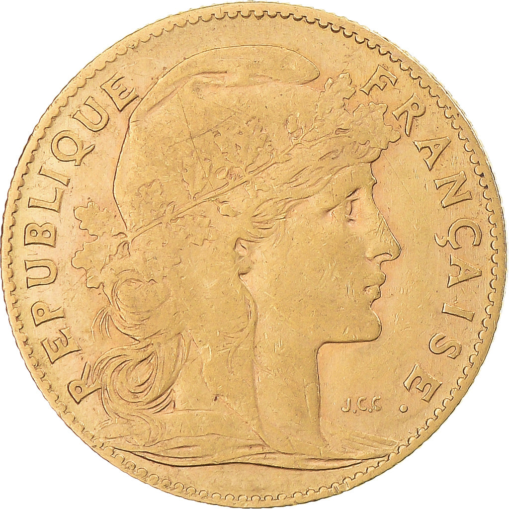 Moneda, Francia, Marianne, 10 Francs, 1906, Paris, MBC, Oro, KM:846