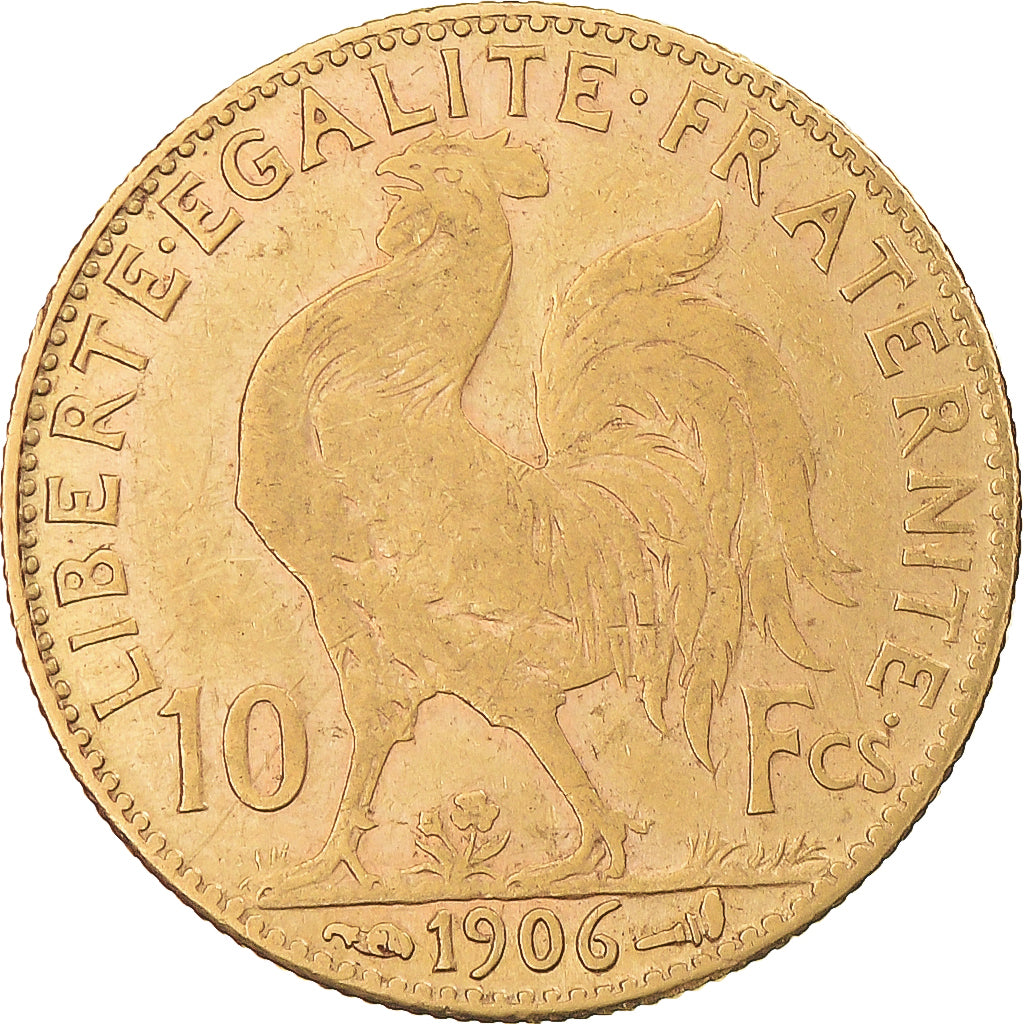 Moneda, Francia, Marianne, 10 Francs, 1906, Paris, MBC, Oro, KM:846