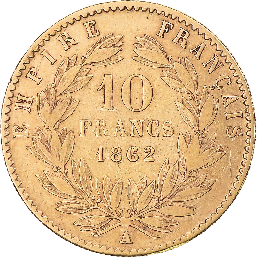 Coin, France, Napoleon III, 10 Francs, 1862, Paris, VF(30-35), Gold, KM:800.1