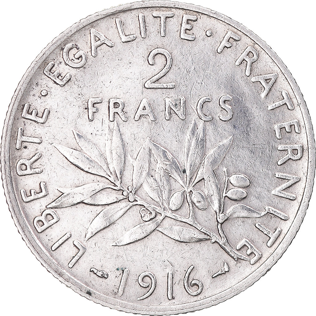 Coin, France, Semeuse, 2 Francs, 1916, Paris, AU(50-53), Silver, KM:845.1