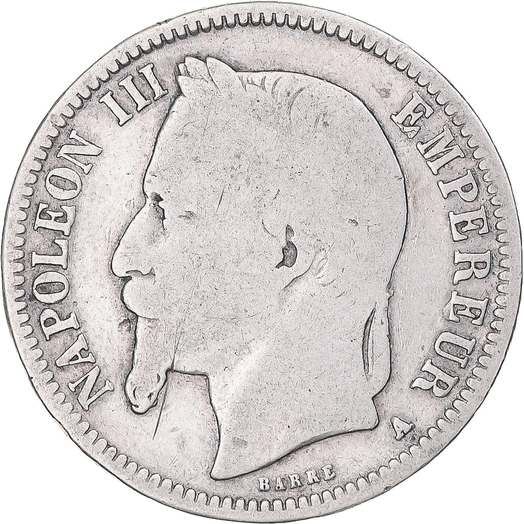 Moneta, Francja, Napoleon III, Franc, 1868, Paris, F(12-15), Srebro, KM:801.1