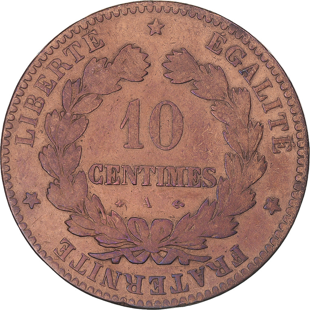 Coin, France, Cérès, 10 Centimes, 1872, Paris, VF(30-35), Bronze, KM:815.1