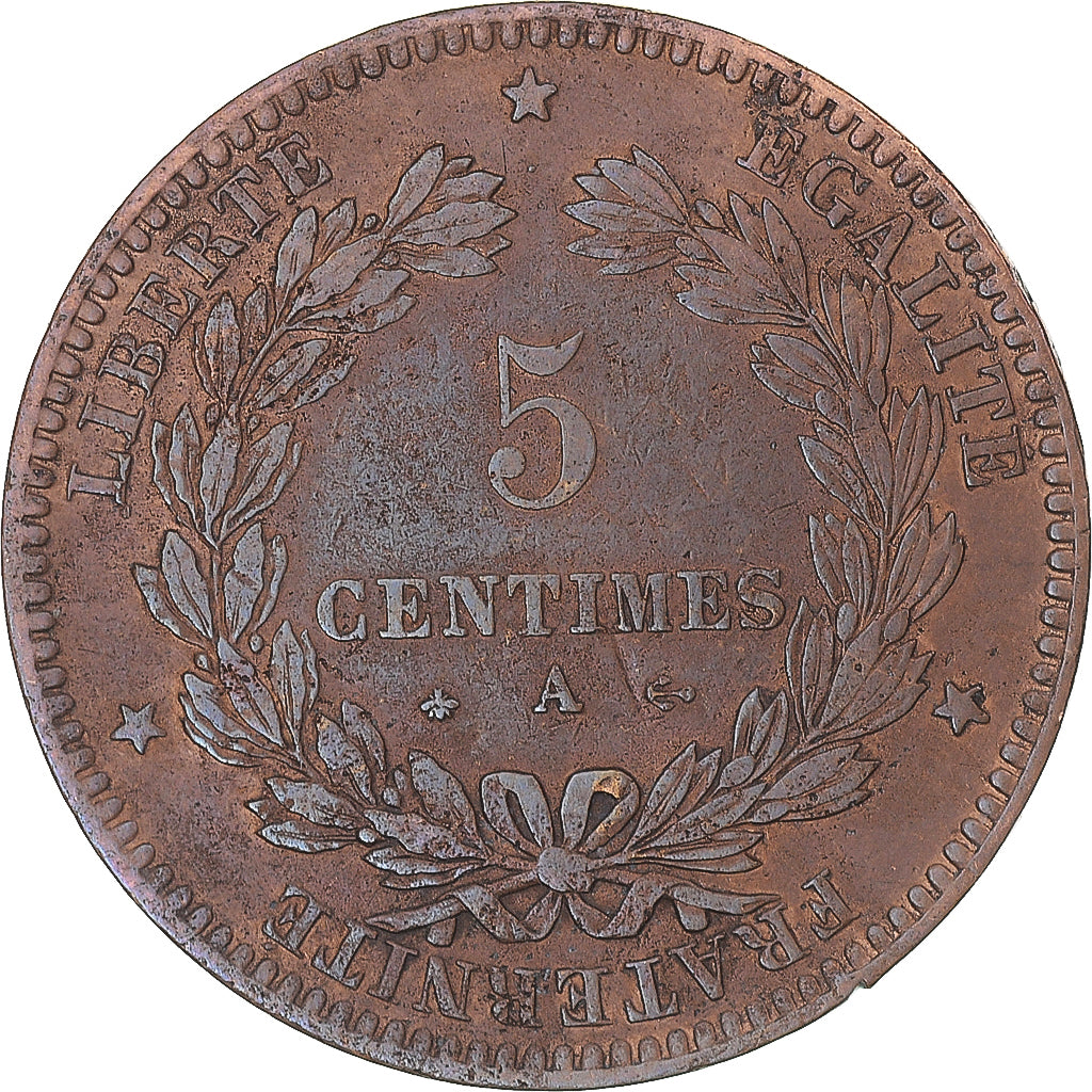 Coin, France, Cérès, 5 Centimes, 1871, Paris, VF(20-25), Bronze, KM:821.1