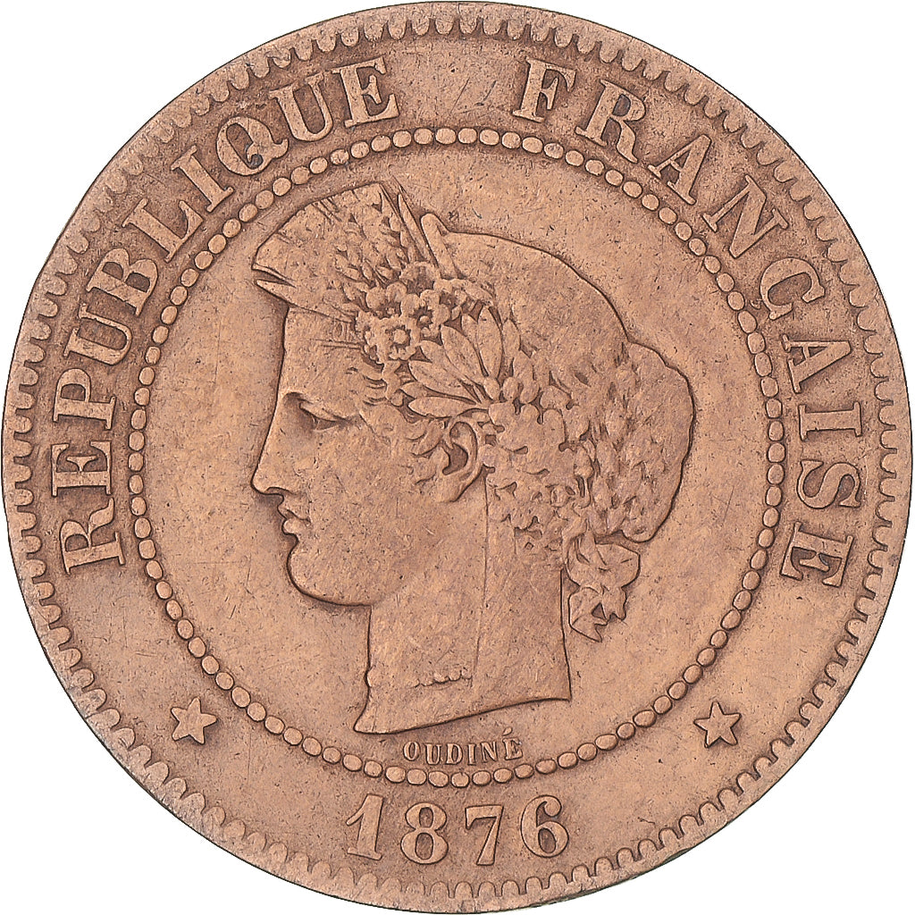 Coin, France, Cérès, 5 Centimes, 1876, Paris, VF(20-25), Bronze, KM:821.1