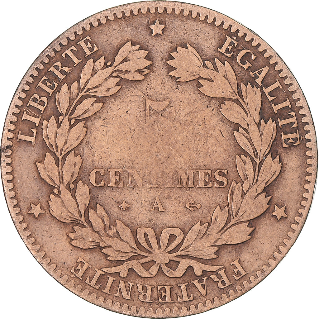 Coin, France, Cérès, 5 Centimes, 1876, Paris, VF(20-25), Bronze, KM:821.1