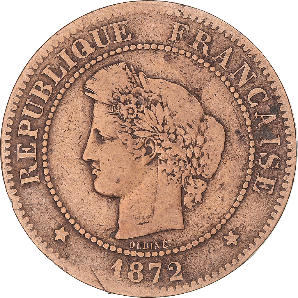 Moneta, Francja, Cérès, 5 Centimes, 1872, Paris, VF(20-25), Brązowy