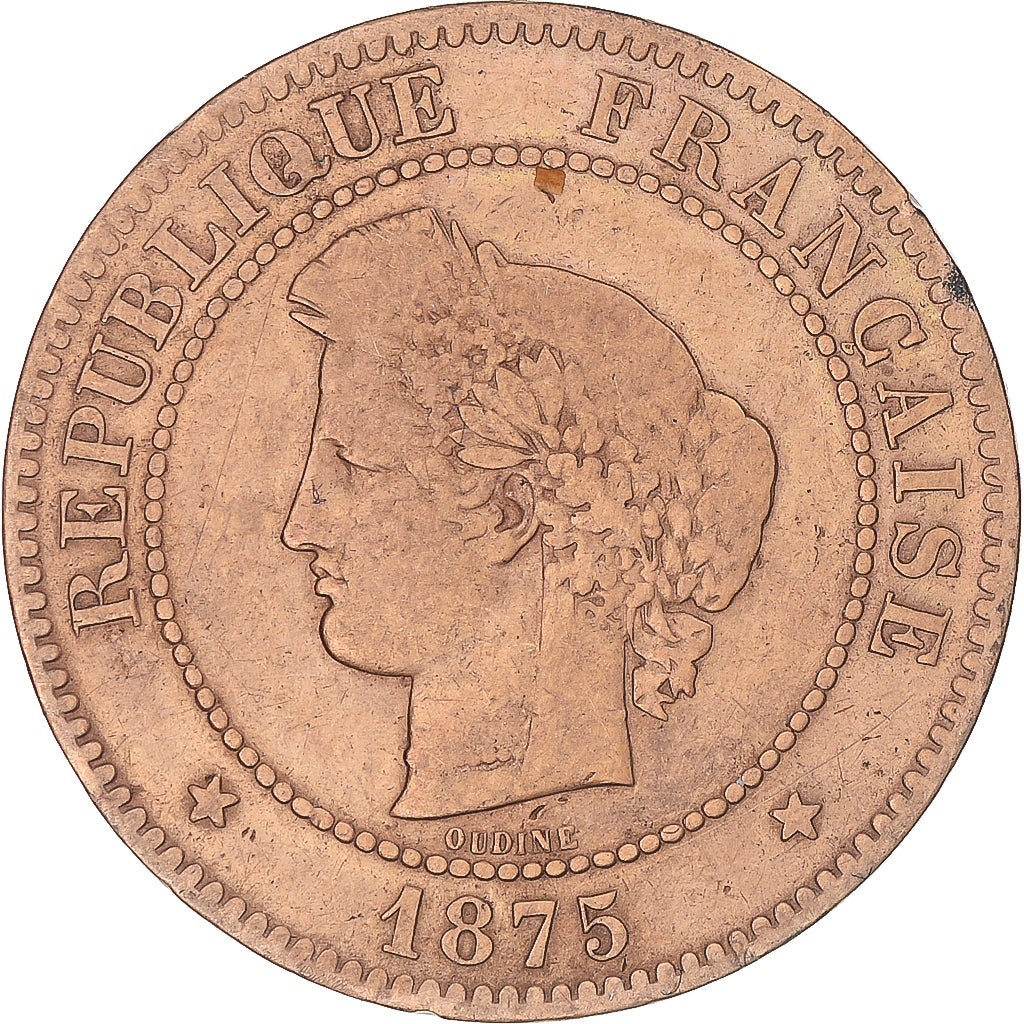 Coin, France, Cérès, 5 Centimes, 1875, Paris, VF(20-25), Bronze, KM:821.1