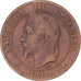 Moeda, França, Napoleon III, 10 Centimes, 1864, Strasbourg, VF(30-35), Bronze