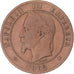 Moneda, Francia, Napoleon III, 10 Centimes, 1862, Paris, BC+, Bronce, KM:798.1