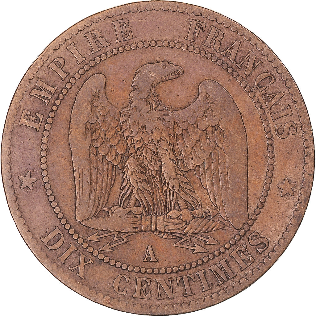 Moeda, França, Napoleon III, 10 Centimes, 1862, Paris, VF(30-35), Bronze