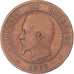 Monnaie, France, Napoleon III, 10 Centimes, 1855, Strasbourg, ancre, B+, Bronze