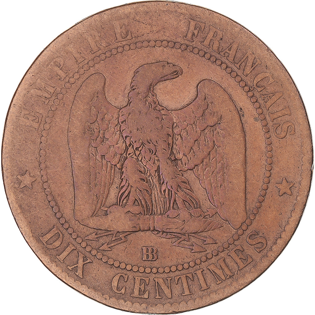 Münze, Frankreich, Napoleon III, 10 Centimes, 1855, Strasbourg, ancre, SGE+
