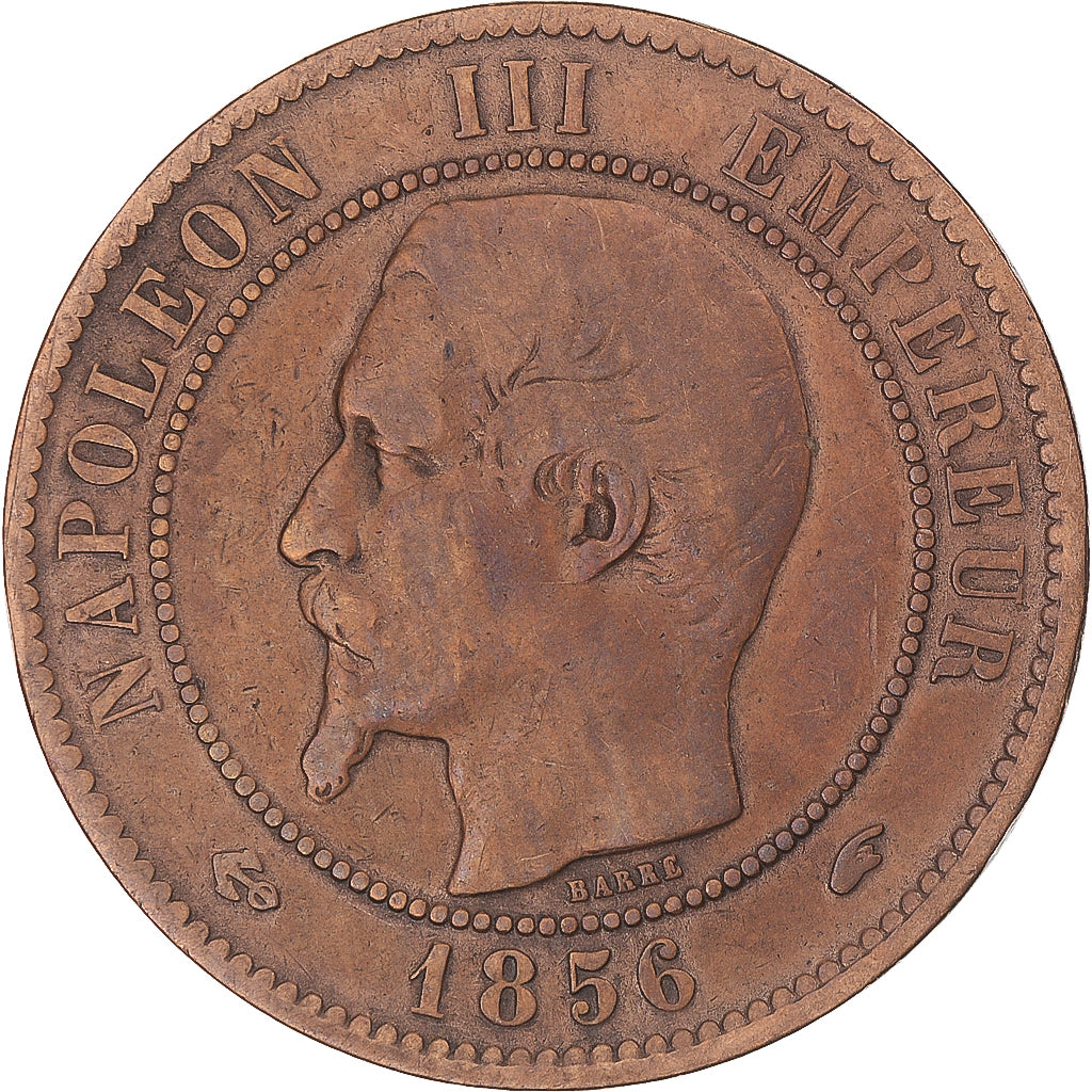 Münze, Frankreich, Napoleon III, 10 Centimes, 1856, Paris, S, Bronze, KM:771.1