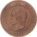 Moneda, Francia, Napoleon III, 10 Centimes, 1856, Paris, BC+, Bronce, KM:771.1