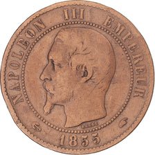 Coin, France, Napoleon III, 10 Centimes, 1855, Paris, ancre, VF(20-25), Bronze