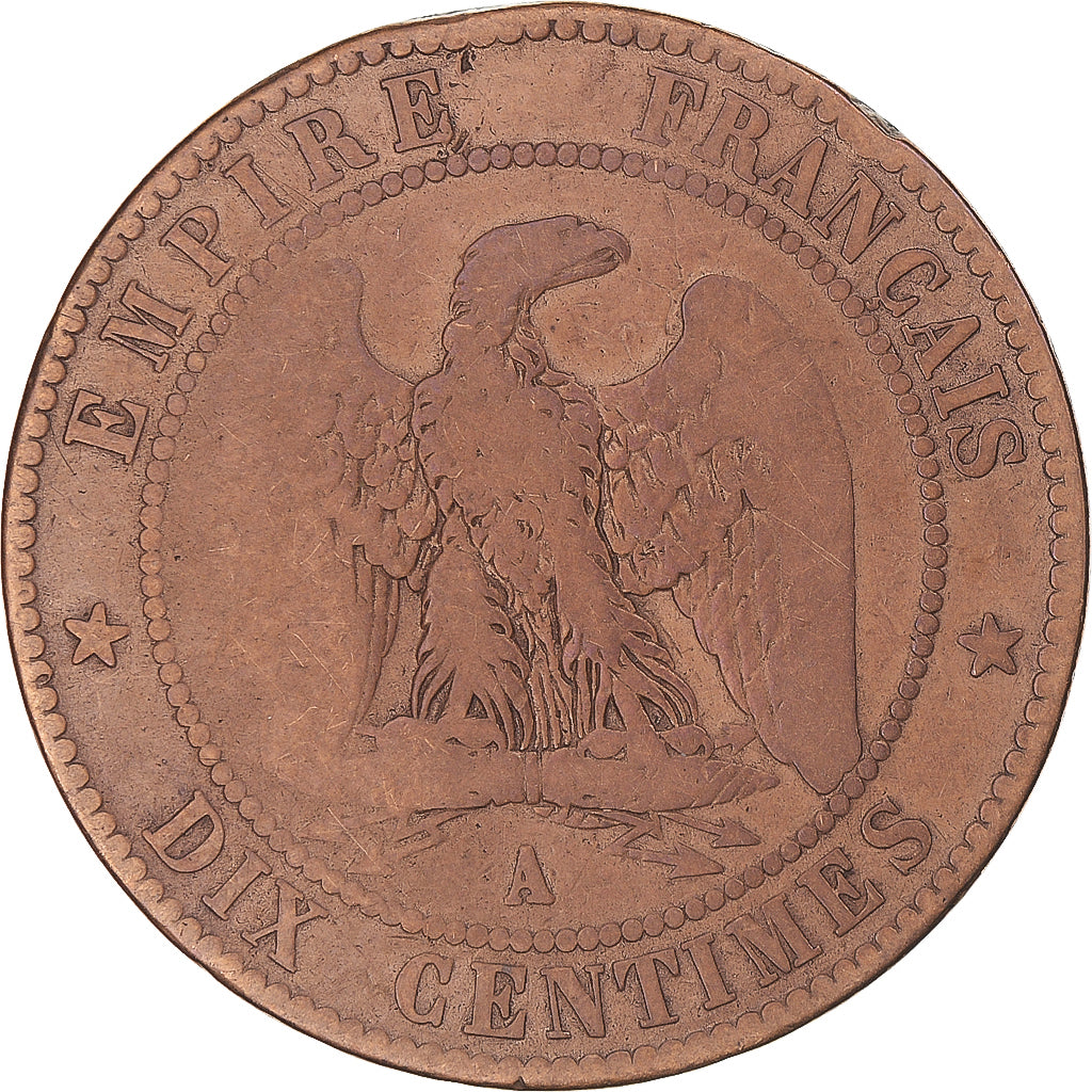 Coin, France, Napoleon III, 10 Centimes, 1855, Paris, ancre, VF(20-25), Bronze