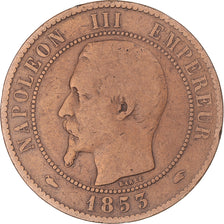 Coin, France, Napoleon III, 10 Centimes, 1853, Paris, VF(20-25), Bronze